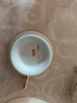 Servizio da tè Bavaria 2 tazze oro e bianco