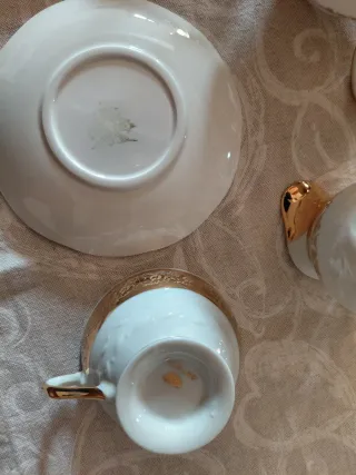 Servizio da tè Bavaria 2 tazze oro e bianco