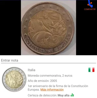 Moneda 2€ Italia Constituzione Europea 2005