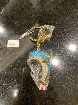 Portachiavi a forma di delfino con strass