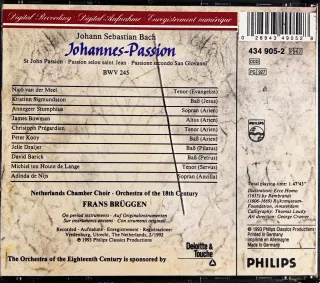 Bach Johannes Passion Doble CD Jewelcase 2CD