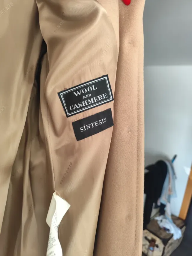 Abrigo lana y cashmere beige