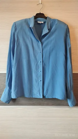 Camisa vintage de seda azul Talla 40