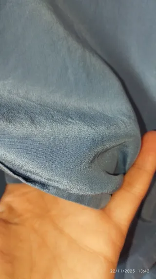 Camisa vintage de seda azul Talla 40