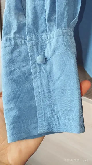 Camisa vintage de seda azul Talla 40