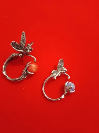 Anillos Hada con Piedra Naranja y Azul