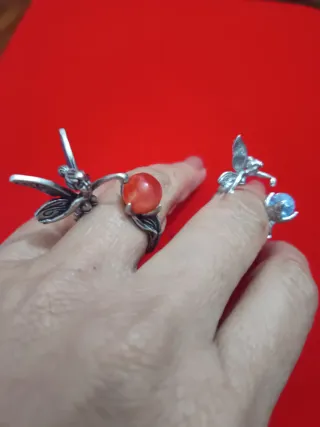 Anillos Hada con Piedra Naranja y Azul