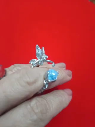 Anillos Hada con Piedra Naranja y Azul