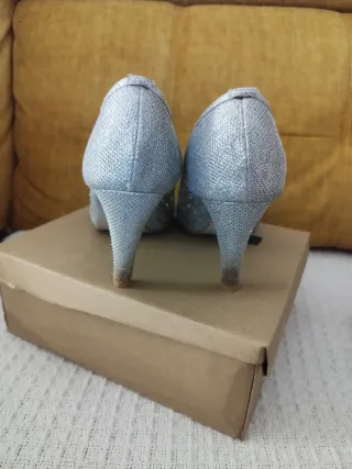 Zapatos de fiesta plateados tacón 8cm