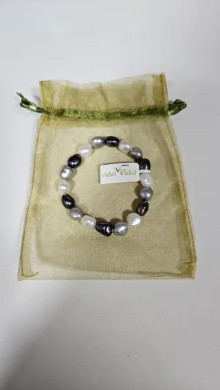 Pulsera Vidal & Vidal Perlas Negras Grises Blancas