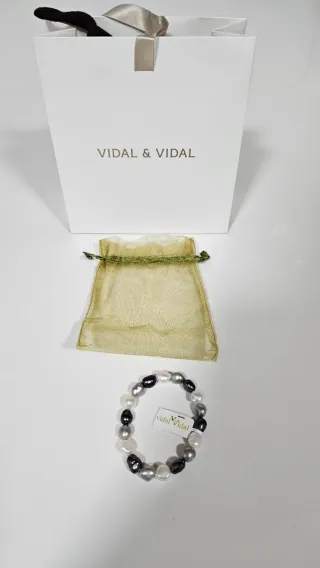 Pulsera Vidal & Vidal Perlas Negras Grises Blancas