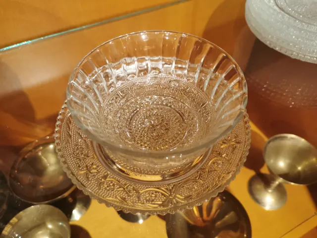 Juego 6 cuencos y platos de cristal