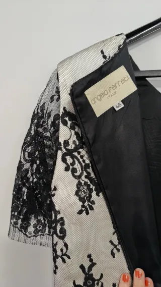 Vestido encaje negro y blanco