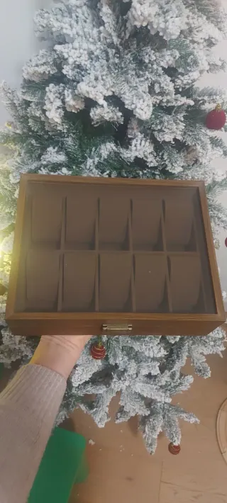 Scatola porta orologi in legno con coperchio trasp