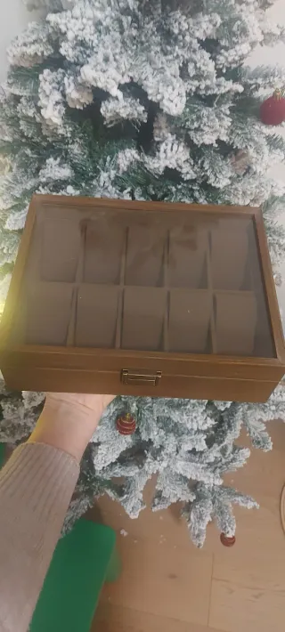 Scatola porta orologi in legno con coperchio trasp