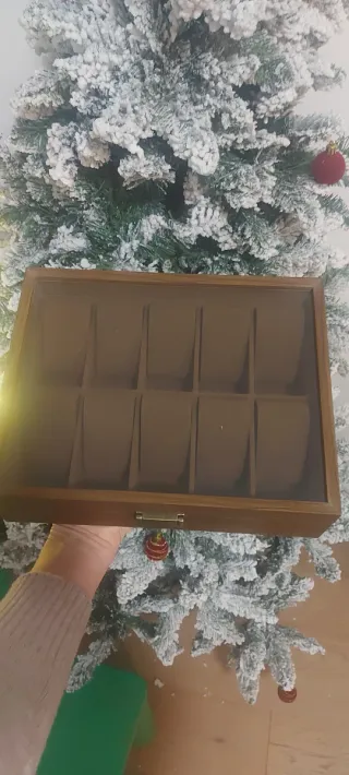 Scatola porta orologi in legno con coperchio trasp