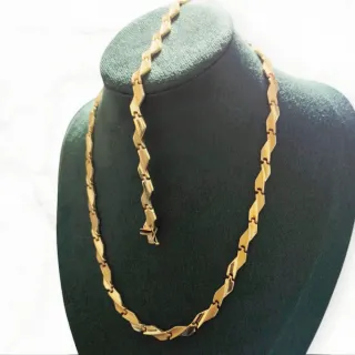Conjunto Oro Bicolor 18kt Gargantilla y Pulsera