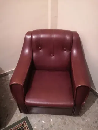 Set divano e 2 poltrone vintage in pelle