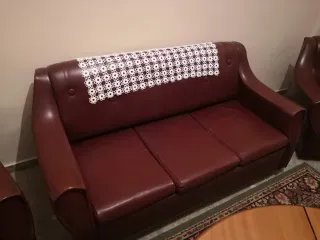 Set divano e 2 poltrone vintage in pelle