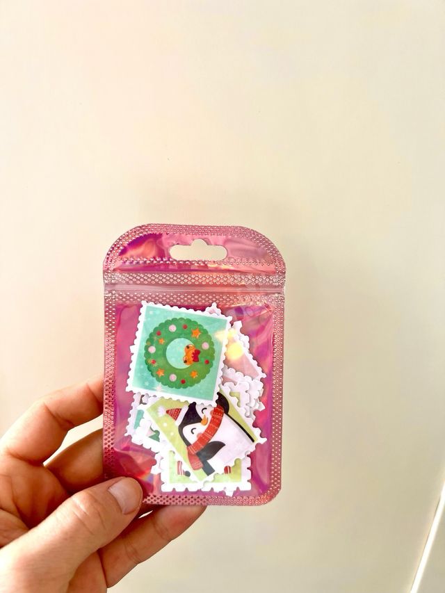 Adesivi Natalizi a forma di francobollo.