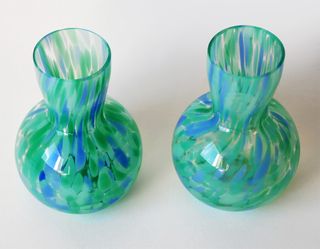 2 Vasi in Cristallo di Murano Turchese Vintage