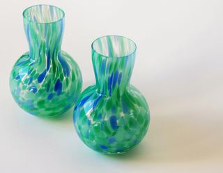 2 Vasi in Cristallo di Murano Turchese Vintage