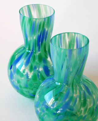 2 Vasi in Cristallo di Murano Turchese Vintage