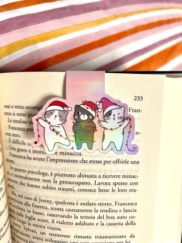 Segnalibro magnetico con gatti natalizi