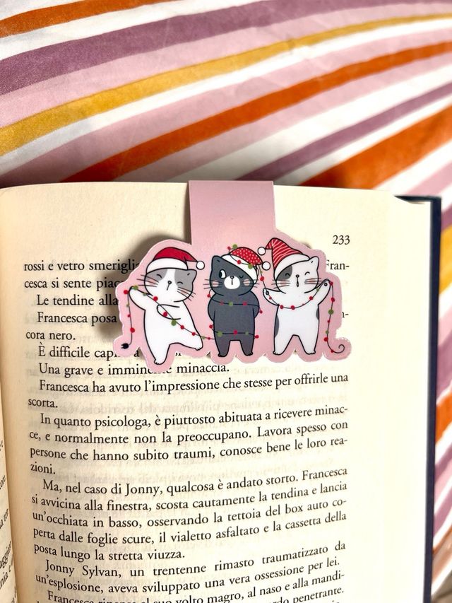 Segnalibro magnetico con gatti natalizi