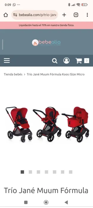 Carro bebé 3 piezas Jane rojo