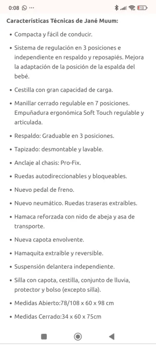 Carro bebé 3 piezas Jane rojo