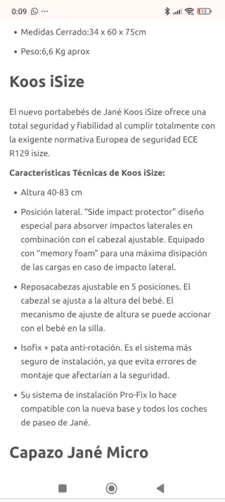 Carro bebé 3 piezas Jane rojo