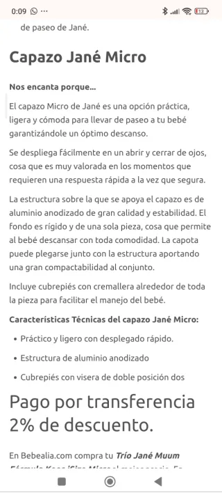 Carro bebé 3 piezas Jane rojo