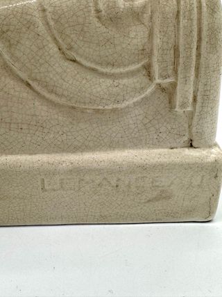 Charles Lemanceau – Scultura Art Déco “Madre e Bambino” – Ceramica craquelé, anni ’30