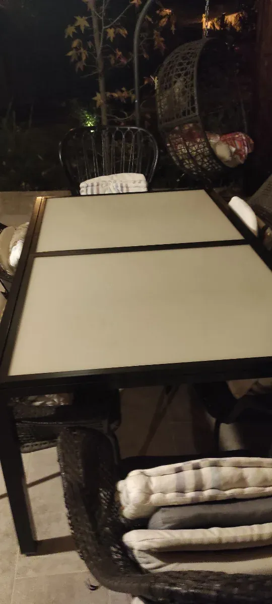 Mesa de jardín extensible vidrio y acero