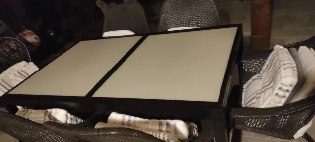 Mesa de jardín extensible vidrio y acero