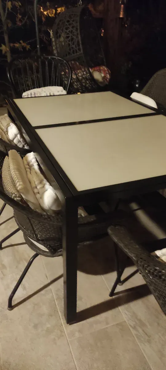 Mesa de jardín extensible vidrio y acero