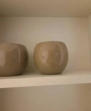 Coppia vasi beige in ceramica