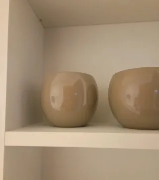 Coppia vasi beige in ceramica