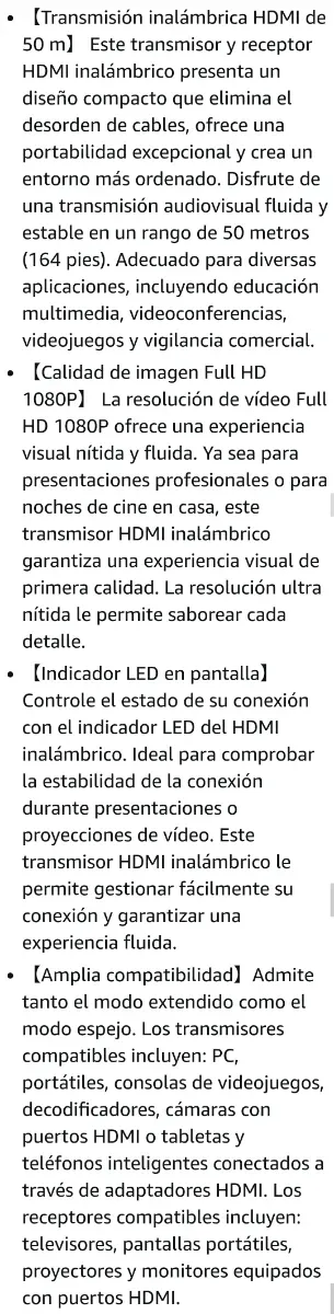 TSUPY Transmisor y Receptor HDMI Inalámbrico 1080P