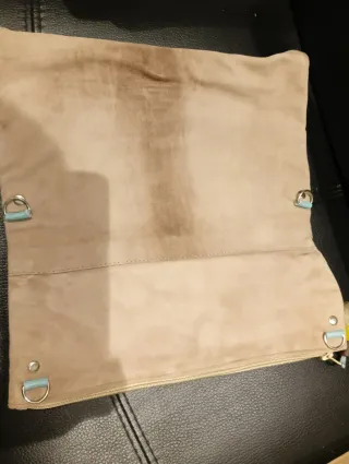 Bolso Clutch Cartera Azul y Beige