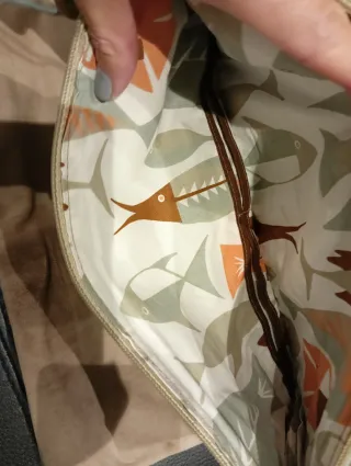 Bolso Clutch Cartera Azul y Beige