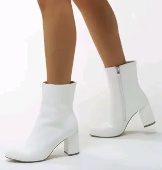 Botines blancos tacón grueso