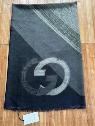 Sciarpa Gucci Grigio Nero 140x140 cm