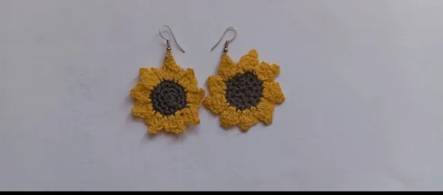 Pendientes Girasol Crochet