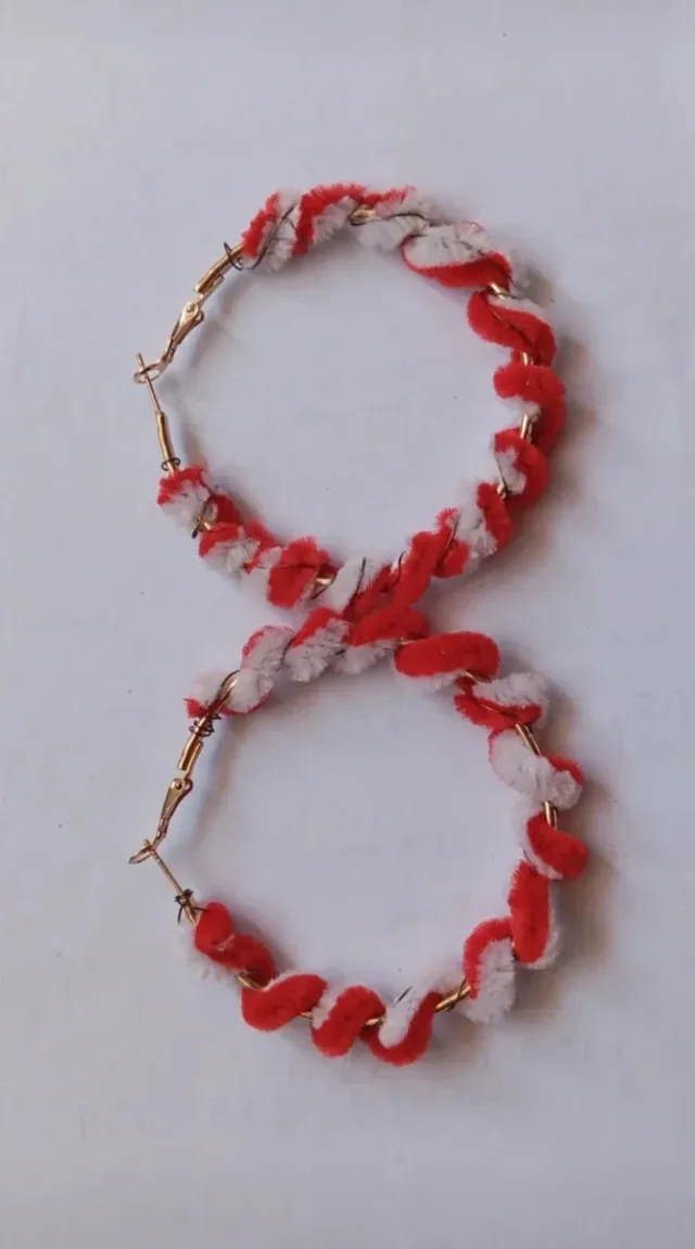 Pendientes Navideños Aro Rojo y Blanco