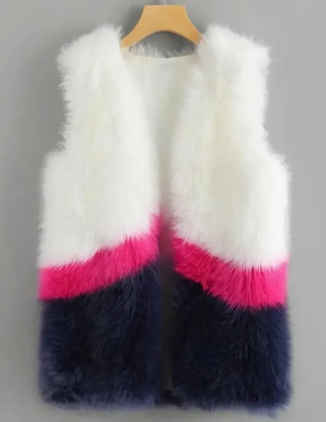 Giubbotto peloso tricolore