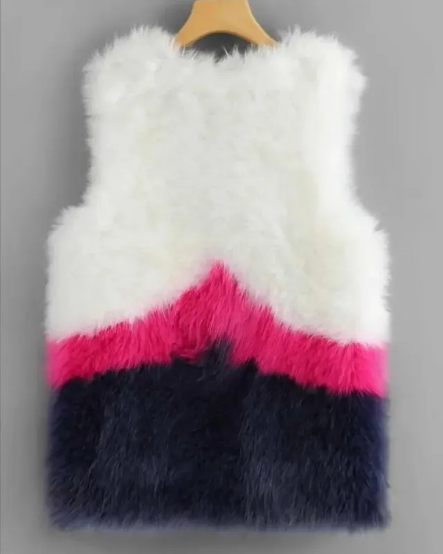 Giubbotto peloso tricolore