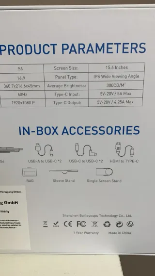 Kwumsy Monitor Portátil 15.6 Doble Pantalla