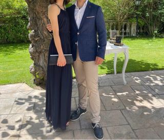 Vestido boda azúl marino Mango